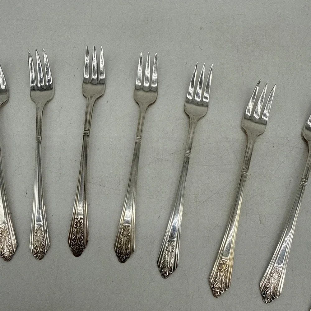 Vintage Royal Saxony Silverplate Dessert Forks 1930s Lot of 10